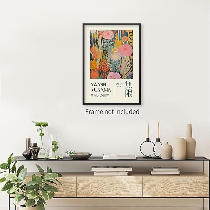 Abstract Yayoi Kusama Posters Japanese Wall Art Vintage Tokyo Aesthetic Prints Yayoi Kusama Inspired Japanese Gallery Wall Art for Stylish Room Bedroom Living Room Decor 20x30in Unframed