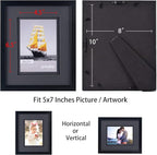 Yaetm 8x10 Double Floating Mat Picture Frame Set of 4, Display Picture 5x7 with black Double Mat, Polished High Definition Real Glass, Tabletop & Wall Mounting Photo Frames, Black