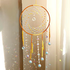 Artilady Dream Catchers with Crystals - Large Boho Yellow Moon Dream Catcher Wall Decor House Decorations for Home Girls Kids Baby Bedroom Room Decor Christmas Birthday Teen Girl Boys Gifts