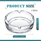 Timgle Glass Ashtray 4 Packs Round Crystal Ash Tray Clear Ashtrays for Home Portable Heavy Duty Decorative Office Patio Indoor Outdoor(Modern)