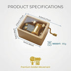 Hand Crank Wooden Music Box - Beech Wood with Clear PVC Window, Premium Golden Movement, Mini Size 6x4.5x3cm, 80g - Ideal Gift for Loved Ones (Contemporary, You are My Sunshine)