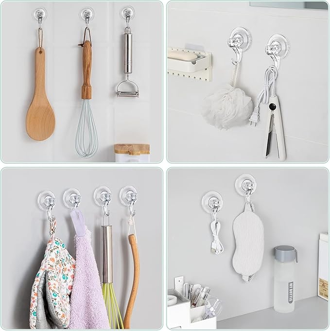 6pack Wreath Hanger Hooks,Big Suction Cup Wreath Hooks for Halloween Christmas Décor,22 LB Heavy Duty Waterproof Removable Large Wreath Holder for Window Glass Smooth Doors Tiles (3.7X2.7in 6pcs)