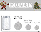 Emopeak 24Pcs Christmas Balls Ornaments for Xmas Christmas Tree - 4 Style Shatterproof Christmas Tree Decorations Hanging Ball for Holiday Wedding Party Decoration (Silver, 2.4"/6.2CM)