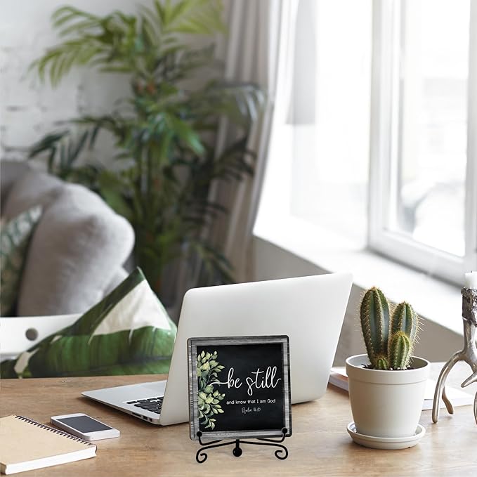 Home Decor, Farmhouse Be Still And Know That I Am God Shelf Decor For Living Room, Christian Gifts For Women Men, Entryway Tv Stand Fireplace Mantle Coffee Table Decoration (Still-13)