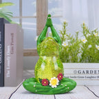 Spring Frog Snow Globe Decor with 6H Timer, Swirling Glitter Frog Snowglobe Spring Figurine Decorations, USB/Battery Operated, Frog Yoga Pose Statue for Spring Holiday Home Decor and Gift