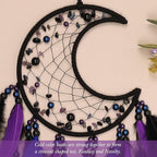 Pretty Jolly Moon Dream Catchers Wall Decor with Crystals Crescent Handmade Dream Catcher Pink Grey Feathers Dreamcatchers Wall Hanging for Girls Bedroom Wedding Wish Blessing Gift