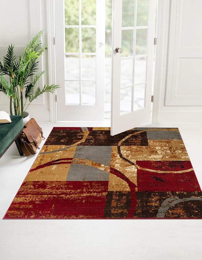 Unique Loom Barista Collection Area Rug - Kouillou (7' 1" Square, Multi/Brown)