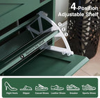 Shoe Storage Cabinet,Farmhouse Shoe Organizer with 2 Flip Drawers & Barn Door Design,Freestanding Hidden Slim Narrow Shoe Rack Cabinet for Entryway,Foyer,Hallway,Green