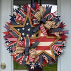 250th Anniversary Patriotic Wreath, Red White and Blue Wreath All-Weather Farmhouse Outdoor Holiday Decoration, Memorial Wreaths 3D Eagle Wreaths for Front Door (D)