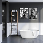 Framed Funny Bathroom Canvas Wall Art Set of 2 - Black and White Vintage Comedy Movies Posters, Funny Toilet Humour Smell Wall Decor Prints for Bathroom Decor 16x24in