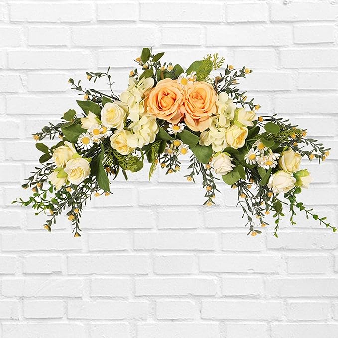 Floral Swag Decorative Swag Silk Roses Wedding Arch Flowers Garland for Door Wall Lintel Garden Celebration Style 1