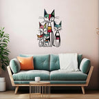 Wesiti Cat Wall Art Decor Iron Wall Sculptures Decor for Cats Lover 10.6 x 15.7 Inches Colorful Mid Century Cat Signs for Home Living Room Bedroom Kitchen Office(Leopard Print)