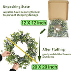 LZNPA 20 Inch Spring Summer Easter Wreaths for Front Door Eucalyptus Wreath with Blue Berries Elegant Durable Greenery Front Door Wreath for Outside Wedding Farmhouse Porch Wall Room Home Decor