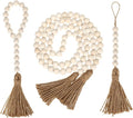 IMIKEYA Wooden Beads Garland: 3PCS Farmhouse Wood Bead Garland for Tiered Tray Farmhouse s Hanging Wood with Tassels Prayer Rustic s for Coffee Table Decor