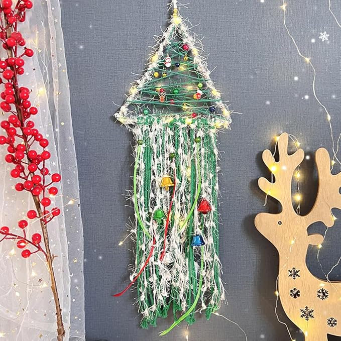 Christmas Tree Dream Catcher with Lights Handmade Christmas Dreamcatcher Hanging Decoration Home Wall Decoration Craft Ornament