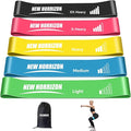 New Horrizon Resistance Bands Resistance Loop Exercise Bands for Working Out, Set of 5 with Carry Bag – Strength Training & Physical Therapy Bands for Men & Women – Home Gym & Yoga – Lifetime Support