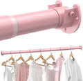 Closet Rods for Hanging Clothes, 17 to 28 Inches Stepless Adjustable Metal Closet Rod, 1.3 Inches Heavy Duty Clothes Hanging Rod for Closet Wardrobes Laundry RV, Pink