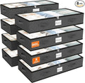 SpaceWhisper 90L Under Bed Storage Containers, 8-Pack Storage Bins with Clear Top, Foldable Closet Organizers and Storage with Label Holder for Clothing, Blankets, Comforter & Pillows (Grey)