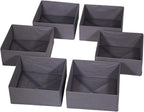 DIOMMELL 6 Pack Foldable Cloth Storage Box Closet Dresser Drawer Organizer Divider Fabric Baskets Bins Containers for Clothes Underwear Bras Socks Lingerie Clothing, Dark Grey 600