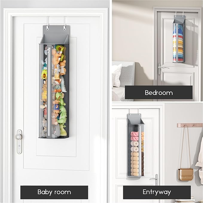 Hat Rack for Door and Closet – Large Capacity Hanging Hat Rack Organizer Holds 30-35 Caps, Over the Door Hat Storage Organizer for Bedroom, Entrance or Dorm, 2 Pack, Grey