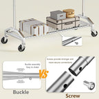 Clothes Rack for Hanging Clothes 350lbs Heavy Duty Clothing Rack 51 to 71" W x 16.53" D x 65" to 71" H Adjustable Rolling Clothes Rack Coat Rack Garment Rack 3" industrial Wheels Silver