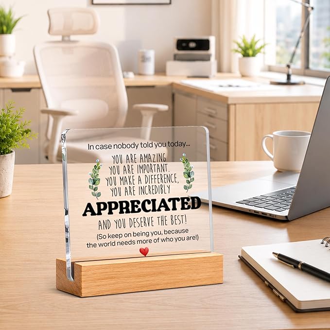 Thank You & Appreciation Gifts Bulk for Coworkers, Friends, Women and Men, Inspirational Gift Ideas, Motivational Desk Decor for Office Home, 4 x 4 Inches, Set of 4
