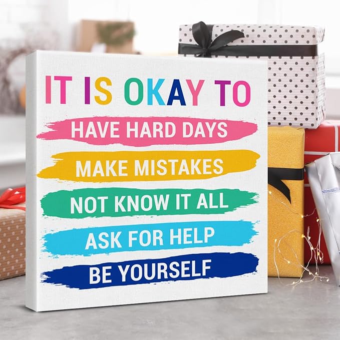 Inspirational Wall Decor Posters for Teen Girls Room, Motivational Quotes Wall Art for Bedroom Bathroom Classroom Home Office Decorations, Encouragement Gift for Woman (8 X 8 Inches, Framed)