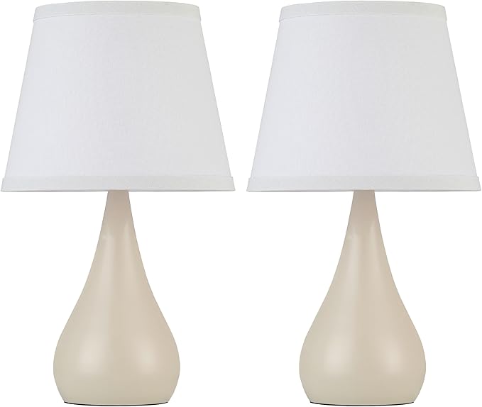 17.3'' Modern Dimmable Touch Lamps for Nightstand 2pcs, Table Lamps for Living Room, Reading Desk Lamp for Office, Bedside Lamps with Iron Base, Small Lamp for Bedroom, Bulb Included, Cream