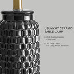 USumkky 24" Modern Ceramic Black Bedside Lamp Set of 2 Table Lamp for Bedroom Decor Farmhouse Table Lamp for Living Room Office Dorm
