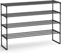 SONGMICS Shoe Rack, 4-Tier Shoe Organizer, Metal Storage Shelf, Upright or Upside Down, for 25-30 Pairs, Stackable, for Entryway, 11.8 x 46.1 x 28.4 Inches, Black ULSA034B01