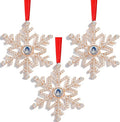 Set of 3 Christmas Hanging Ornaments - Silver Snowflake Star Pawprint Christmas Tree Decor for Xmas Tree Gift Decorative Hanging Ornaments Hanging Pendants (3, Rose Gold Snowflake)