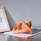 LCCCK Infinity Knot Sculpture Orange Knot Decor Object, Abstract Knick Knacks Coffee Table Modern Statue, Orange Sculpture for Home Living Room Table Ornaments and TV Stand Bookshelf Decorative