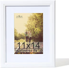 KTKDE 11x14 Picture Frame Real Glass, Display Pictures 8x10 with Mat or 11x14 Without Mat, Modern Style Wood Composite Frame,Gallery Wall Frame Wooden White ，best gift