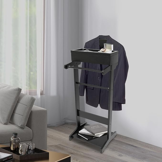 Bitodd Suit Rack, Cape Rack, Floor Standing Coat Rack, Clothes Valet Stand for Men, Modern Minimalist Silhouette Coat Rack for Storing Men'S and Women'S Suits, Pants, Neckties (Black)