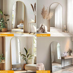 Dewfig Arched Full Length Mirror, 64"X21" Large Floor Mirror, Full Body Mirrors for Leaning or Hanging, Standing Mirrors for Bedroom, Living Room,Dressing Room, Aluminum Alloy Frame, Gold