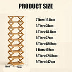 9 Tier Bamboo Shoe Rack, Foldable Shoe Rack, Shoe Rack, Ertical Shoe Organizer for Small Spaces, No Assembly Narrow Shoe Shelf for Entryway Closet Dorm (Brown, 3 Layers)