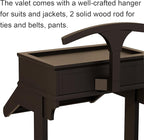 Brefhome Mens Valet Stand with Drawer & Tray, Wooden Clothing Rack for Men Women, Modern Garment Rack for Entryway, Bedroom, Black (Tray + Drawer)