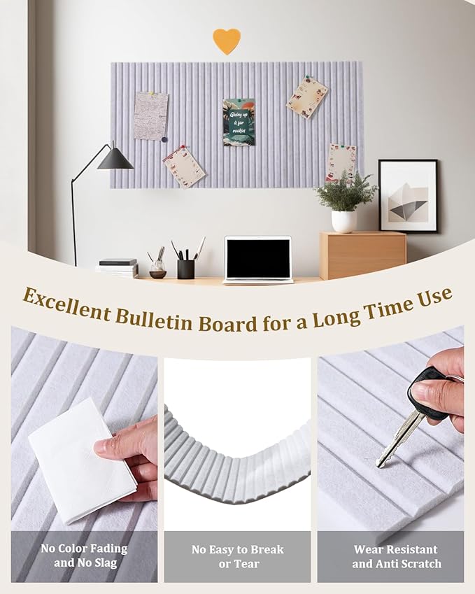 24 * 16 inches Large Bulletin Board, Decorative Felt Pin Board, 0.35“ Thick Foldable Photo Display Board with Self-Adhesive Tape, Vision Board for School Home Kitchen Office Walls - Christmas red