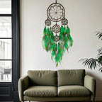 Large Dream Catcher Wall Decor Green Dream Catchers with Wooden Bead Handmade Feather Dreamcatcher Wall Hanging Ornament for Bedroom Living Room Home Decor