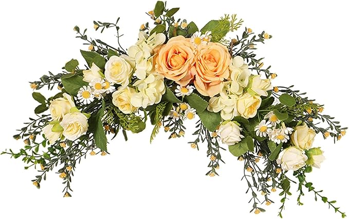 Floral Swag Decorative Swag Silk Roses Wedding Arch Flowers Garland for Door Wall Lintel Garden Celebration Style 1