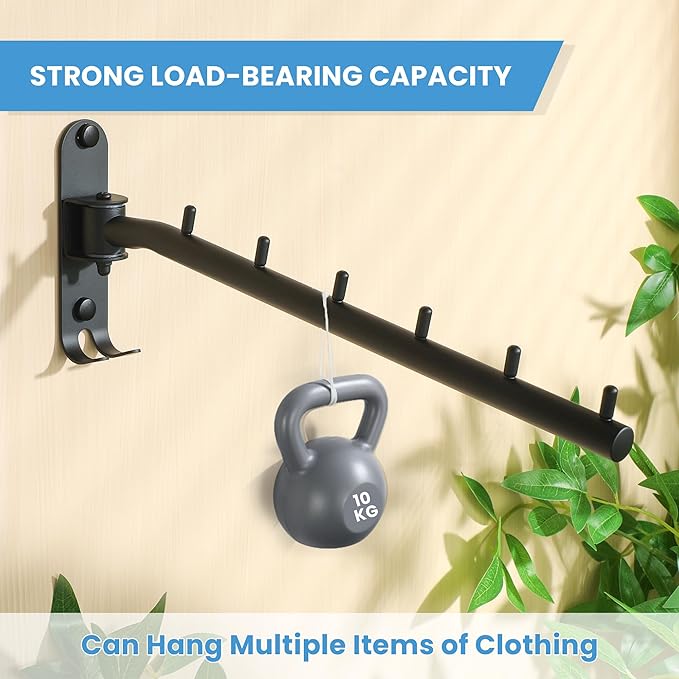 Swing Clothes Hanger Rack, Garment Racks Folding Clothes Bar Wall Mounted, 180°Rotation Laundry Drying Rack 304 Stainless Steel Space Saving for Laundry Room Bedroom Balcony, 11.93" Long