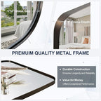 ANDY STAR Brushed Bronze Bathroom Mirror, 24x48 Oblong Mirror with Stainless Steel Metal Frame, Oval Vanity Mirror for Over Sink, Modern Anti Rust Wall Mounted