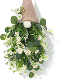 23.6 x 9 in Daisy Gnome Hanging Decor, Artificial Floral Burlap Gnome Swag for Spring Summer Door, Window, Wall and Porch Decoration