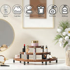 3-Tier Wooden Display Risers, Rustic Cupcake Stand, Perfume Organizer, Dessert Table Display Set for Party & Home Decor (Brown)