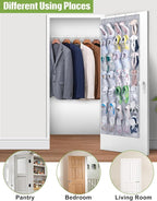 MISSLO 35 Clear Large Pockets Over The Door Shoe Organizer Sturdy Oxford Fabric Hanging Shoe Rack Closet Shoe Holder Hanger, Grey