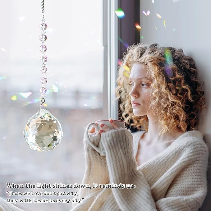 Sympathy Gifts for Loss of Loved One, Crystal Sun Catcher Rainbow Gifts, Unique Condolence Memorial for Loss of Mom Dad Dog, Ideal Grief Bereavement Miscarriage Gifts (Light Purple)