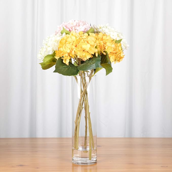 WGVI Quality Thick Weighted Tall Clear Cylinder Glass Vases, 4" W x 14" H, Flower Arrangement Floating Candle Holders Wedding Centerpieces Floral Bouquet Container Home Accent Decor, 1 Piece