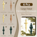 6Pcs Neutral Finial Christmas Ornaments for Tree, 3D Paper Honeycomb Hanging Decorations Vintage Christmas Honeycomb Ornaments Lanterns for Xmas Tree Winter New Year Holiday Party Home Decor