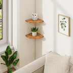 Fun Memories Corner Shelf Wall Mount, Solid Oak Wood Floating Corner Shelves with Cable Hole, 7in Rustic Design for Bedroom, Bathroom, Kitchen, Living Room (Natural, 1 Pack)