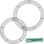 2-Pack Wire Wreath Frame – Round Metal Wreath Form with Ring Design for DIY Crafts, Floral Projects, and Home Decor – Dark Green Wire Frame for Christmas Holiday & Weddings (12 + 14 Inches)